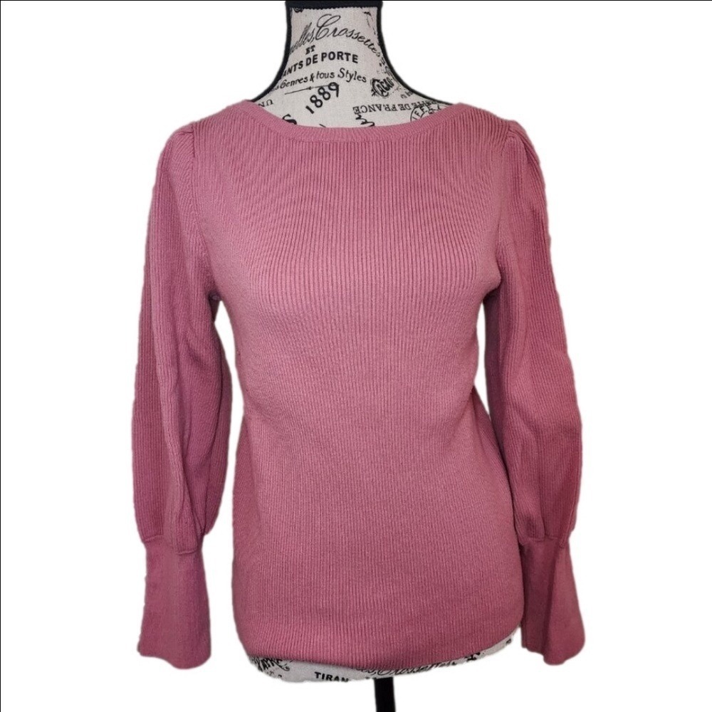 Ann Taylor Long Sleeve Pink Sweater with Pearl Embellishment | Size XLP